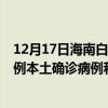 12月17日海南白沙最新疫情消息今天實(shí)時(shí)數(shù)據(jù)通報(bào)：新增0例本土確診病例和0例無(wú)癥狀感染者