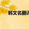 韓文名翻譯成英文（韓文名字翻譯器）