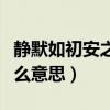 靜默如初安之若素是什么意思（安之若素是什么意思）