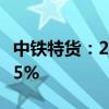 中鐵特貨：2024年上半年凈利潤同比增長34.5%