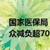 國(guó)家醫(yī)保局：通過談判降價(jià)和報(bào)銷 累計(jì)為群眾減負(fù)超7000億元