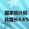 國家統(tǒng)計(jì)局：8月份，全國服務(wù)業(yè)生產(chǎn)指數(shù)同比增長(zhǎng)4.6%