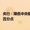 央行：降低中央銀行政策利率 7天逆回購操作利率下調(diào)0.2個(gè)百分點(diǎn)
