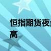 恒指期貨夜盤收漲3.55% 創(chuàng)5月20日以來新高