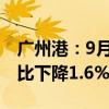 廣州港：9月集裝箱吞吐量204.4萬標準箱 同比下降1.6%